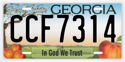 GA license plate CCF7314