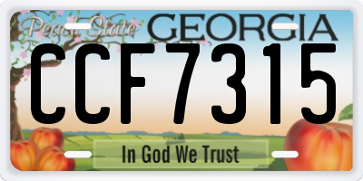 GA license plate CCF7315