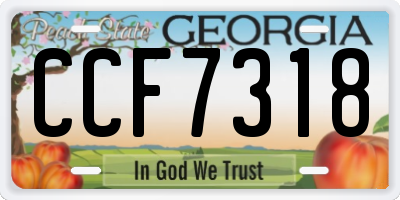 GA license plate CCF7318