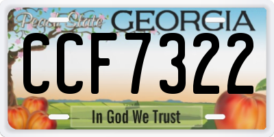 GA license plate CCF7322