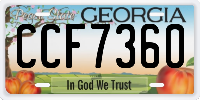 GA license plate CCF7360