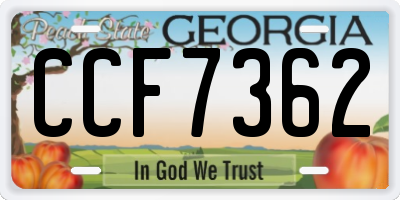 GA license plate CCF7362