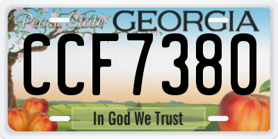 GA license plate CCF7380