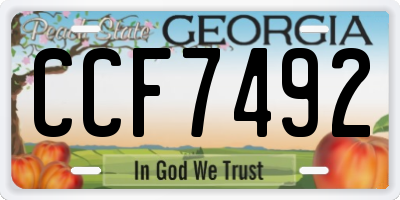 GA license plate CCF7492