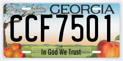 GA license plate CCF7501