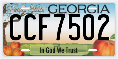GA license plate CCF7502