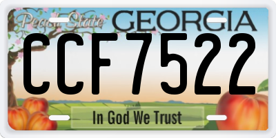 GA license plate CCF7522