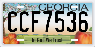GA license plate CCF7536