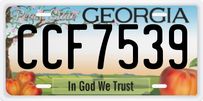 GA license plate CCF7539