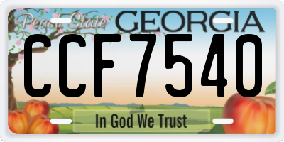 GA license plate CCF7540
