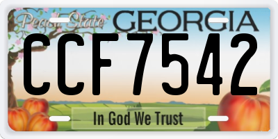 GA license plate CCF7542