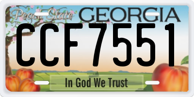 GA license plate CCF7551