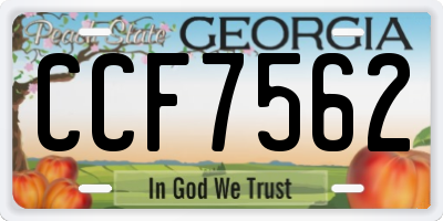 GA license plate CCF7562