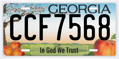 GA license plate CCF7568