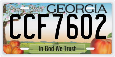 GA license plate CCF7602