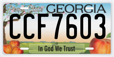 GA license plate CCF7603