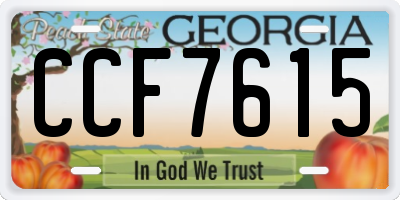 GA license plate CCF7615