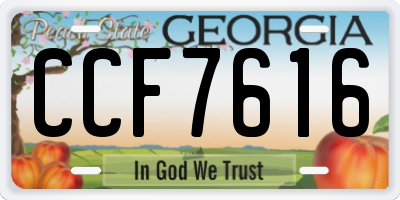 GA license plate CCF7616