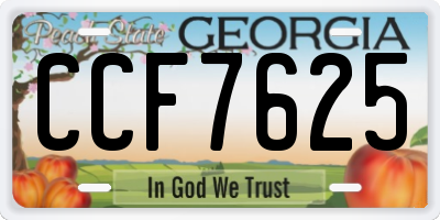 GA license plate CCF7625
