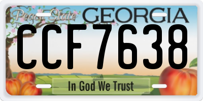 GA license plate CCF7638