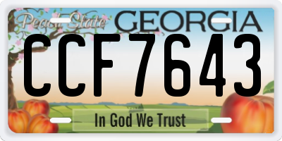 GA license plate CCF7643