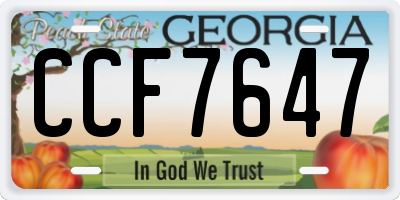 GA license plate CCF7647