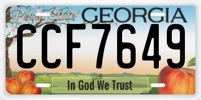 GA license plate CCF7649