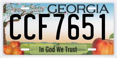 GA license plate CCF7651