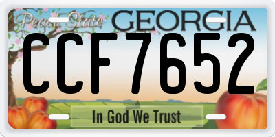 GA license plate CCF7652