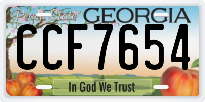 GA license plate CCF7654