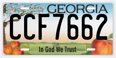 GA license plate CCF7662