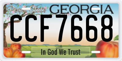 GA license plate CCF7668