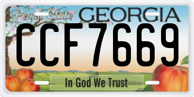 GA license plate CCF7669