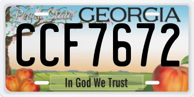 GA license plate CCF7672