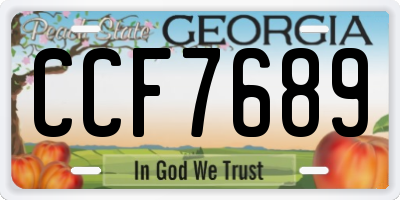 GA license plate CCF7689