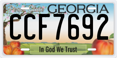 GA license plate CCF7692