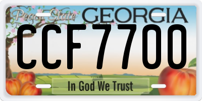 GA license plate CCF7700