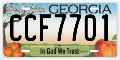 GA license plate CCF7701