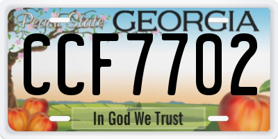 GA license plate CCF7702