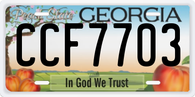 GA license plate CCF7703