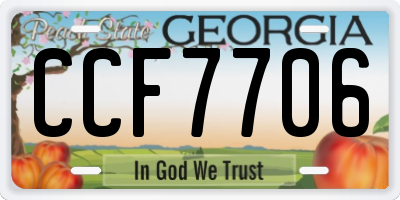 GA license plate CCF7706