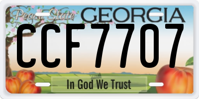 GA license plate CCF7707