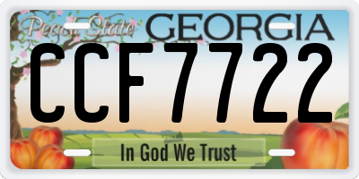 GA license plate CCF7722