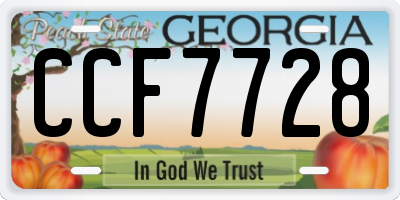 GA license plate CCF7728