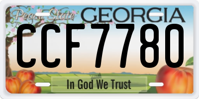 GA license plate CCF7780