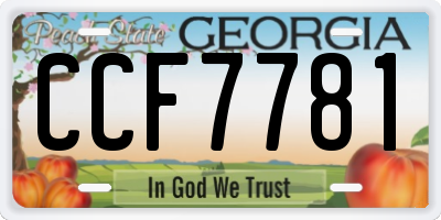 GA license plate CCF7781