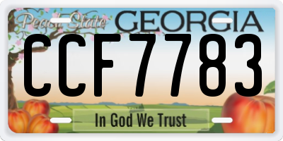 GA license plate CCF7783