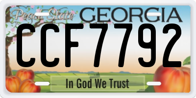 GA license plate CCF7792
