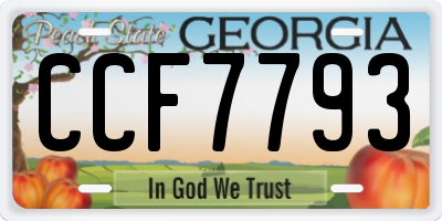 GA license plate CCF7793