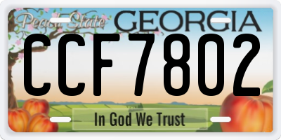 GA license plate CCF7802